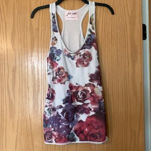 Jet Set tank top floral distressed bling